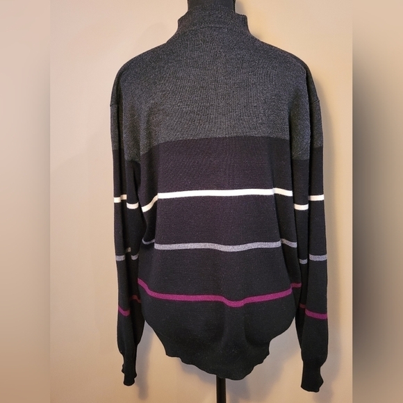 SERICA Striped Men's 1/4 Zip Sweater, Made in Italy, Size Large - Picture 4 of 10